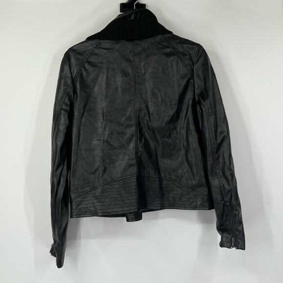 Anthropologie Ett:twa Vegan Leather Sweater Moto Jacket Black - Picture 5 of 7